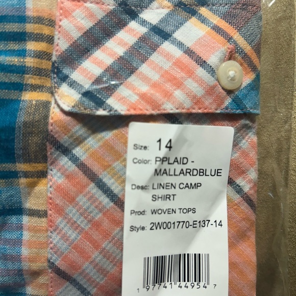 Vineyard Vines linen camp shirt size 14 NWT - Picture 6 of 9
